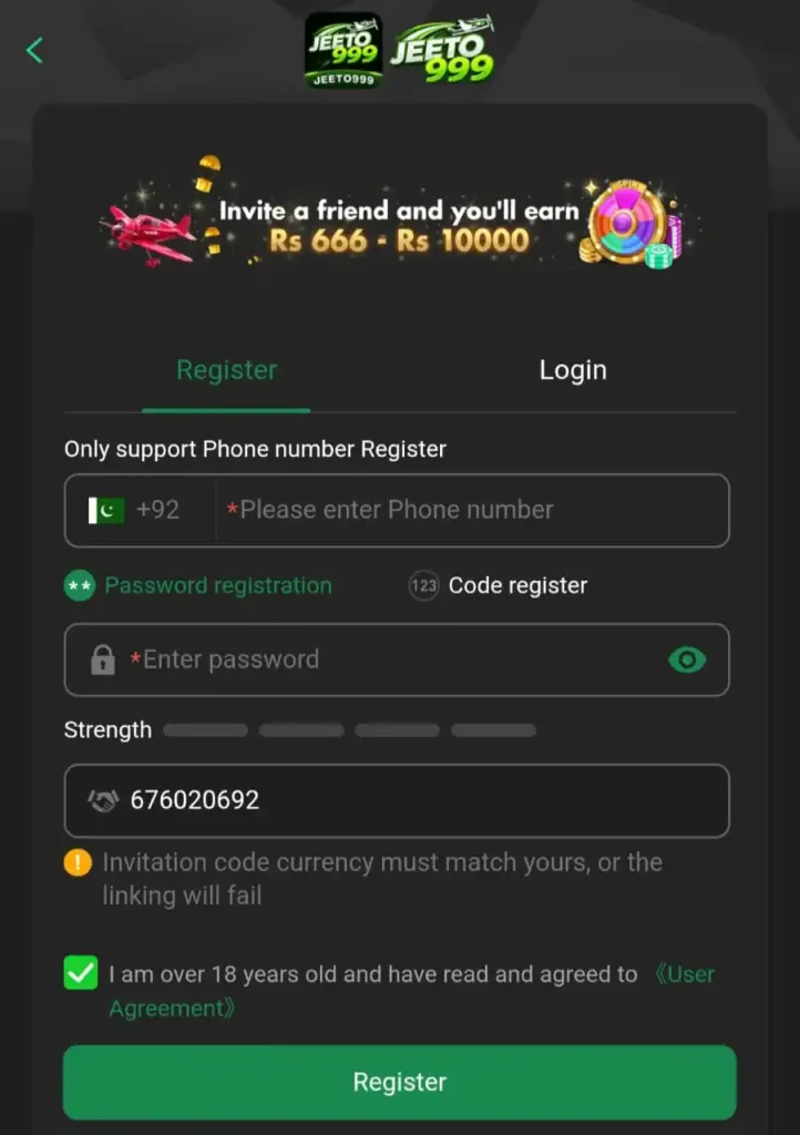 JEETO999 Game Register